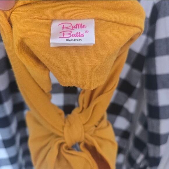 NWOT Ruffle Butts Black & White Buffalo Check Dress Size 6 & 2 Headbands - Picture 6 of 7